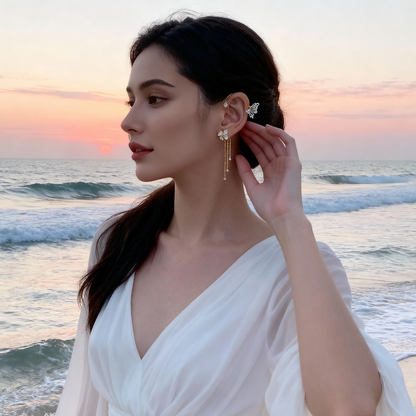 Aurelune™ – Butterfly and Flower Tassel Earrings (50% Off)