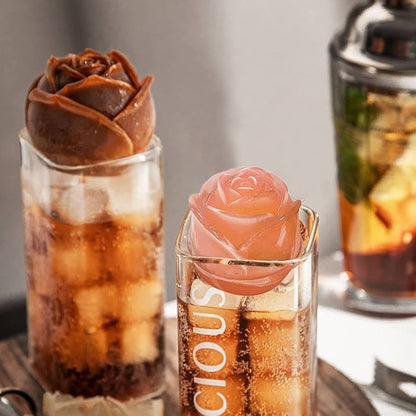 Florenza™ - 3D Rose Shape Ice Cube Molds for Pinterest - Worthy Drinks (2+1 Free) - Evesbury