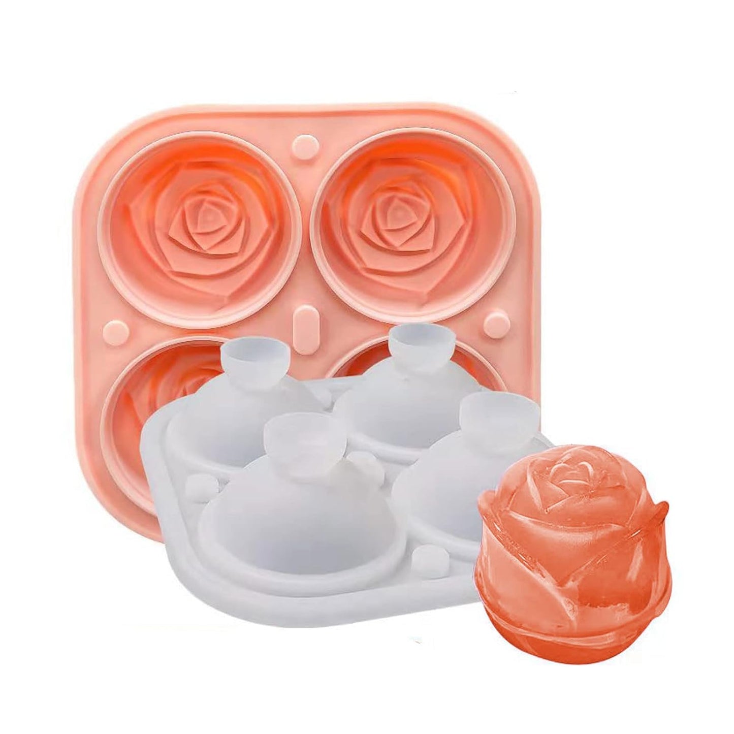 Florenza™ - 3D Rose Shape Ice Cube Molds for Pinterest - Worthy Drinks (2+1 Free) - Evesbury