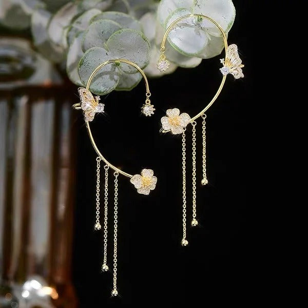 Aurelune™ – Butterfly and Flower Tassel Earrings (50% Off)