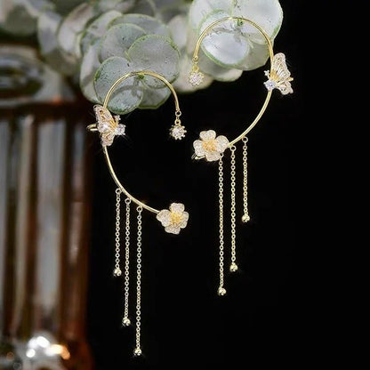 Aurelune™ – Butterfly and Flower Tassel Earrings (50% Off)