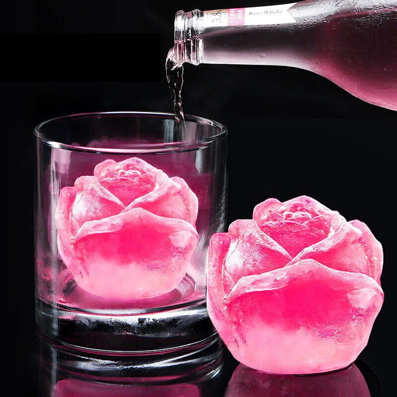 Florenza™ - 3D Rose Shape Ice Cube Molds for Pinterest - Worthy Drinks (2+1 Free) - Evesbury
